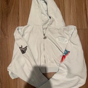 Boys Lie Light Blue Hoodie with Embroidered Accents